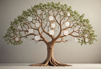 Illustration of a stylized family tree with interconnected lines and shapes , relationship, family tree
