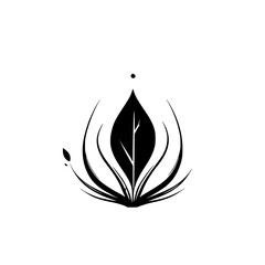 Elegant Black Leaf Design: Minimalist Botanical Vector Illustration, Nature Symbol, Plant Graphic