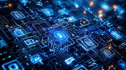 Abstract Digital Network Security System Illustration