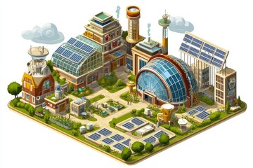 Sustainable Eco-Friendly City Complex: Advanced Green Technology and Renewable Energy Sources.