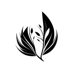 Obraz premium Elegant Monochrome Floral Design: Black and White Botanical Illustration, Nature-Inspired Minimalist Art, Abstract Plant Silhouette, Vector Graphic