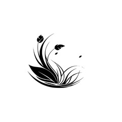 Fototapeta premium Elegant Black and White Floral Design: Botanical Illustration of Tulips and Grass in a Circle. Perfect for Nature-Inspired Decor, Minimalist Art, and Graphic Design Projects.