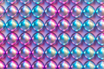 Colorful arrangement of glossy spheres in vibrant hues of blue and pink, creating a modern background