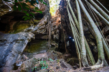 View of a grotto at Lagoa do Japonês (Japanese Lagoon) in Jalapão State Park - Tocantins, Brazil