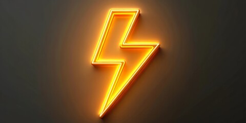 Glowing Neon Lightning Bolt Symbol