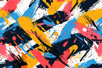 Fototapeta premium Vibrant abstract pattern with bold brush strokes in various colors, suitable for creative backgrounds