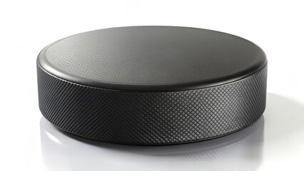 Black Hockey Puck on White Background