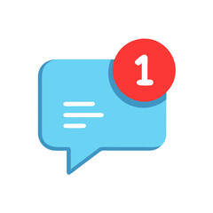 A blue chat bubble icon with lines inside represents a new unread message notification