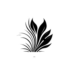 Elegant Black and White Floral Design: Botanical Leaves Silhouette, Nature-Inspired Vector Illustration, Simple Plant Pattern