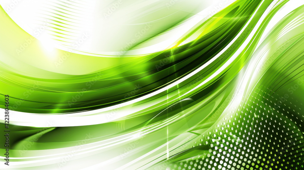 Poster Abstract green wave design with smooth lines and light effects, creating fresh and vibrant atmosphere. Ideal for backgrounds and modern graphics