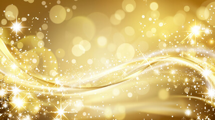 Golden background with sparkling lights and shimmering waves, creating festive and elegant atmosphere. Perfect for celebrations and special occasions