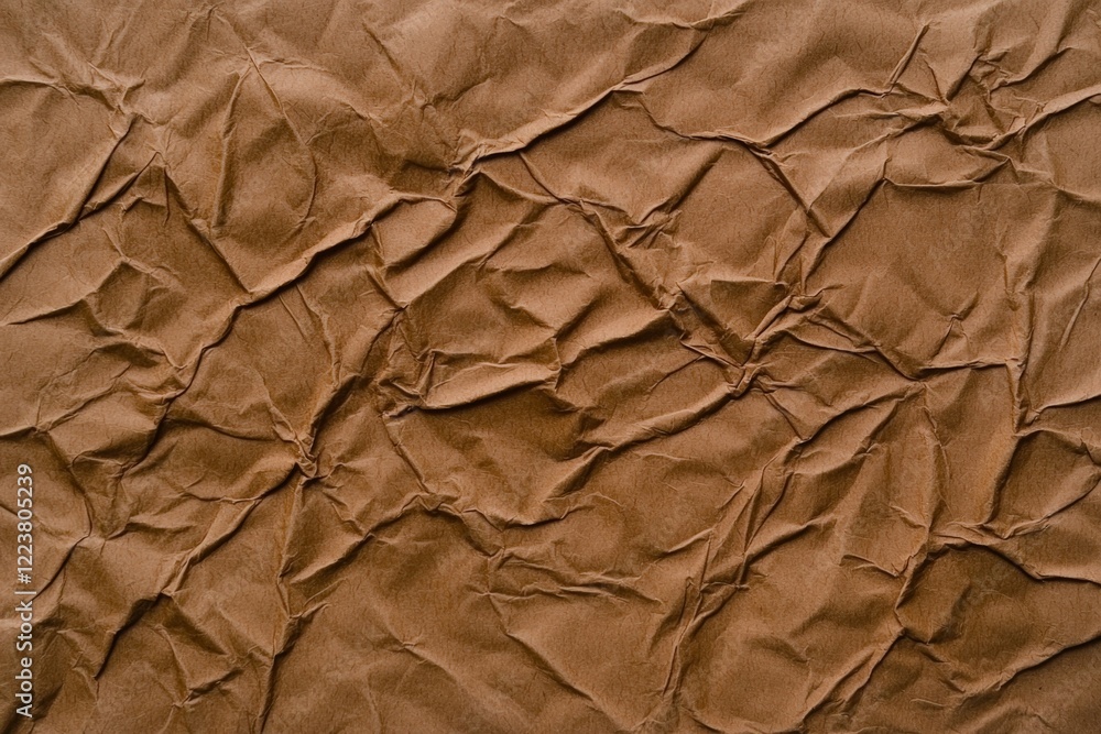 Aufkleber crumpled brown wrapping paper shows an irregular texture, creating a detailed backdrop with interest