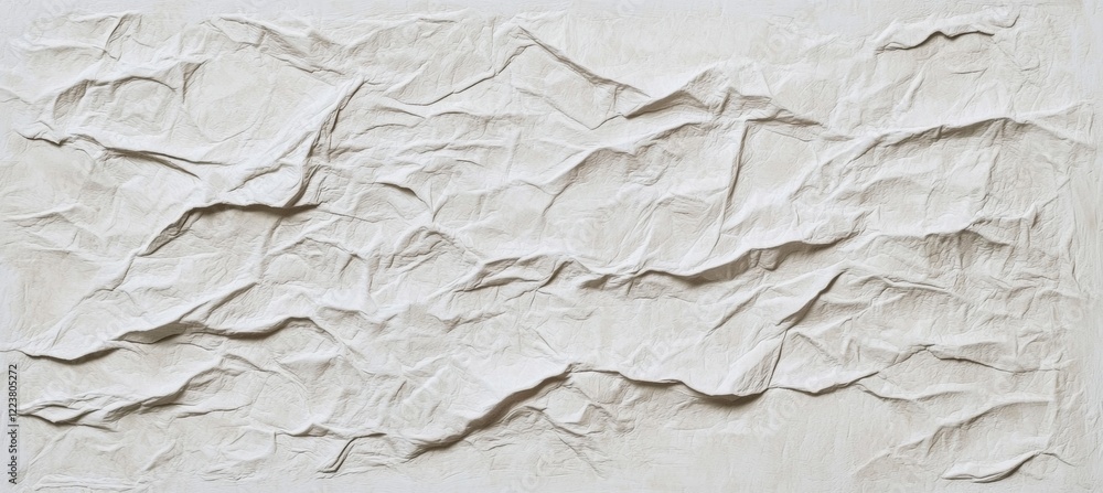 Poster crumpled white paper creating an abstract textured background, showcasing a unique surface filled wi