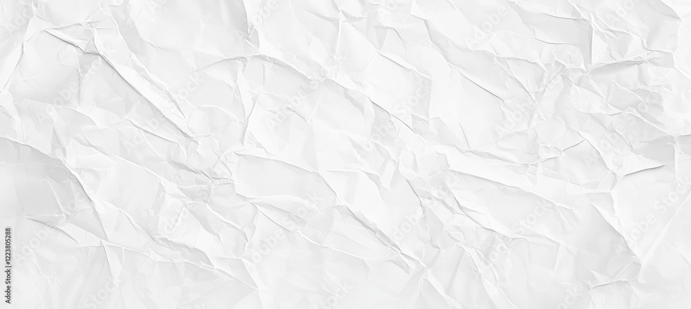 Poster crumpled white paper creating a textured background, featuring a wrinkled effect perfect for diverse