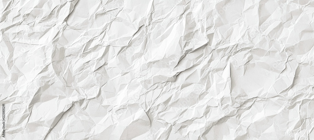 Poster crumpled white paper creates an abstract textured background, offering a unique and versatile visual