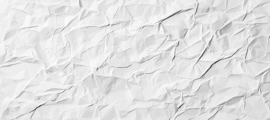 Fototapeta premium Crumpled white paper creates a textured, abstract background, filling the frame with intricate wrinkles and folds that evoke a sense of depth and visual interest