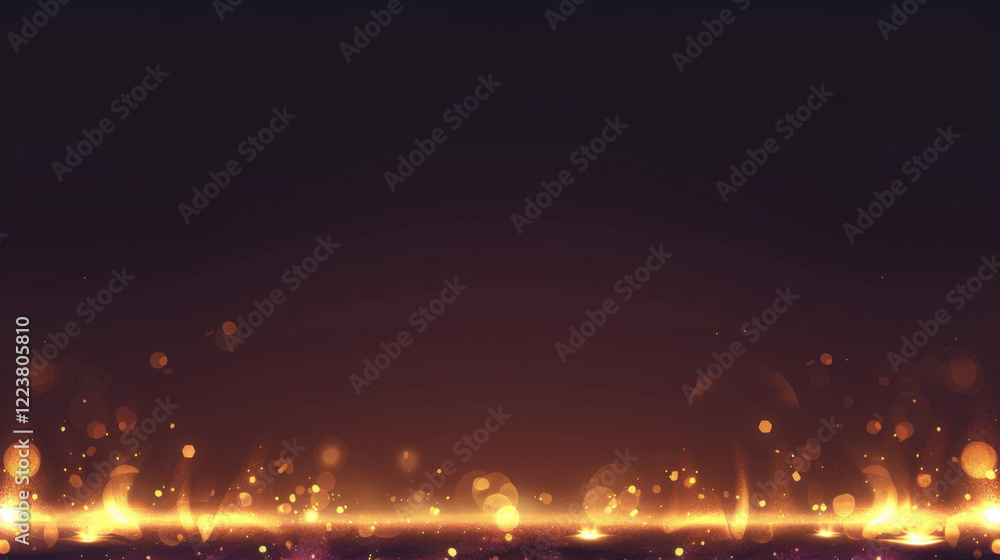 Poster vibrant abstract background featuring glowing golden particles and dark gradient, creating magical a