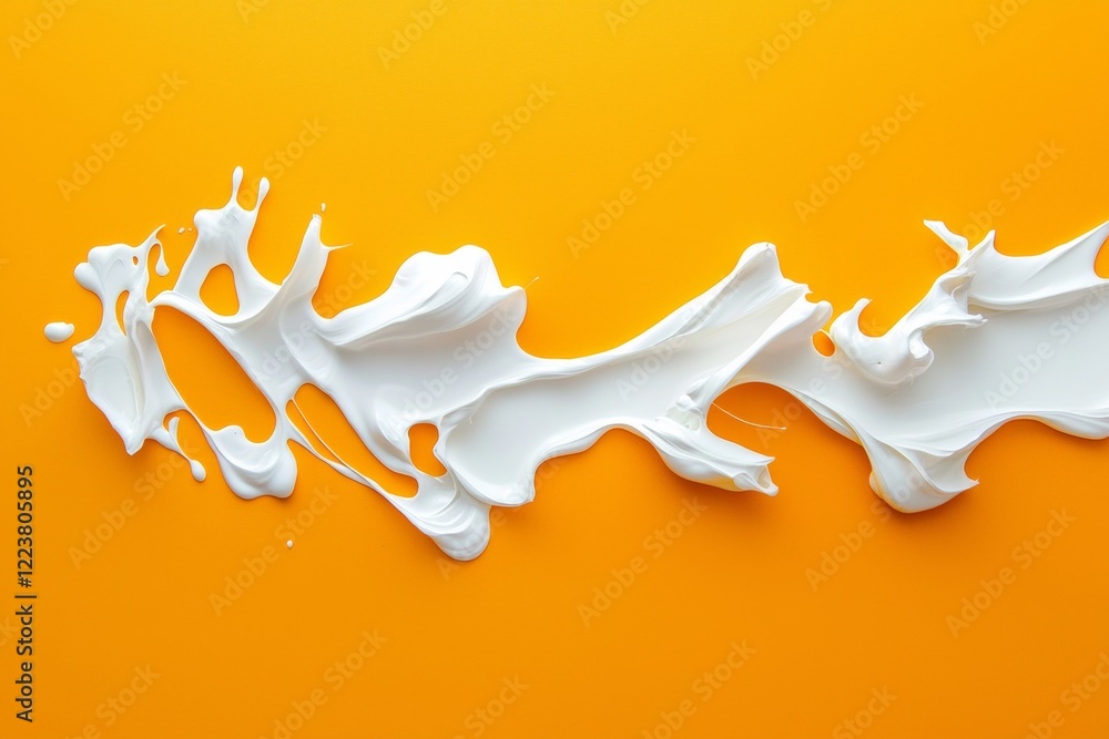 Aufkleber white paint splashing against a vivid orange background creates dynamic abstract shapes, offering a 