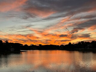 sunset over the lake