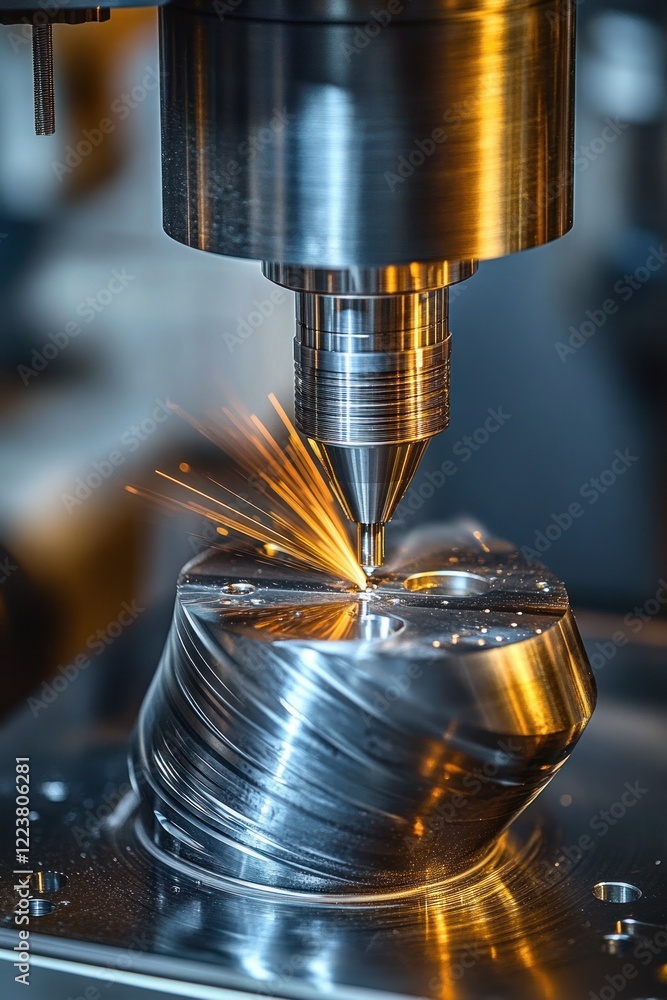 Poster cnc milling machine processing titanium precision metalworking for aerospace components efficiency