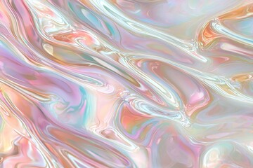 Obraz premium Swirling holographic pastel colors create a stunning abstract background, enhancing modern and trendy projects with vibrant, fluid patterns and a dreamy, ethereal quality
