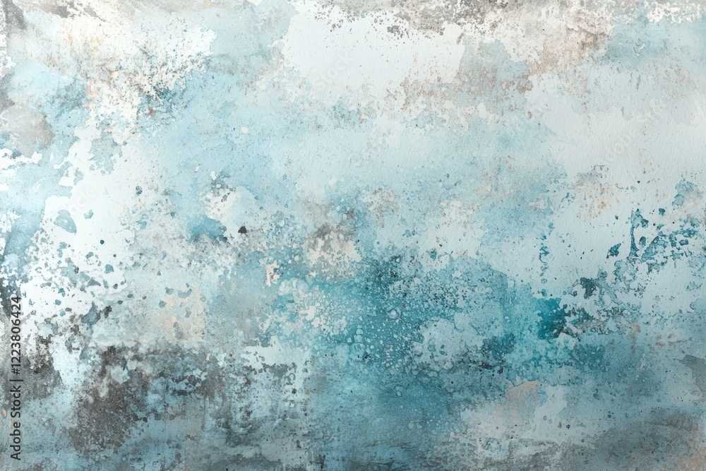 Poster soft blue and grey watercolor washes blend together, creating a cloudy, textured background with sub
