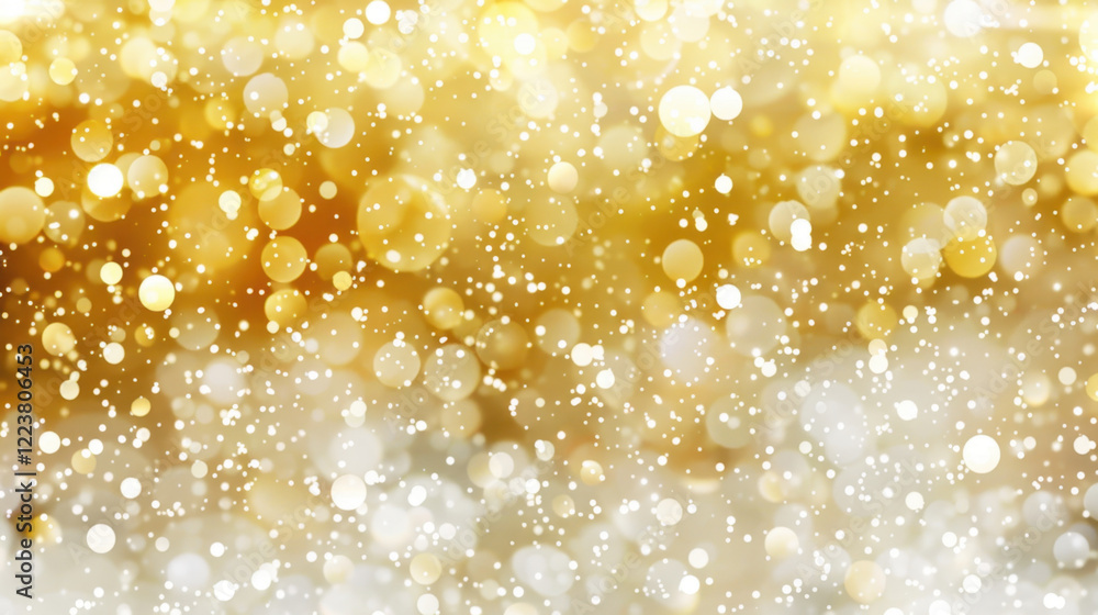 Poster golden bokeh background with sparkling lights and soft focus, creating festive atmosphere. perfect f