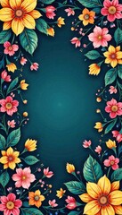 Obraz premium Floral Paisley Pattern with Yellow and Pink Accents , retro, geometric, paisley