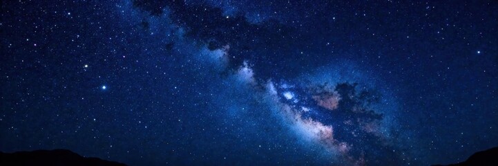 Fototapeta premium Glowing starry night sky with numerous bright stars and constellations, cosmos, celestial