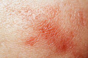 Fototapeta premium Close-up of irritated skin showing redness, inflammation, and potential allergic reaction, highlighting skin health and dermatological concerns