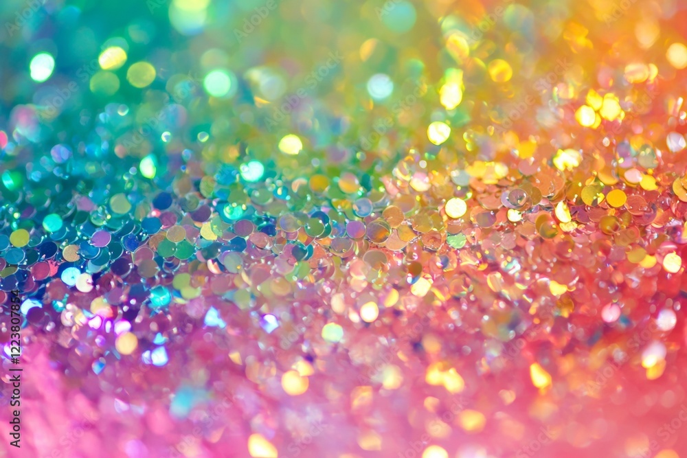 Poster rainbow glitter background is shining with colorful sparkles and creating a festive and celebratory 