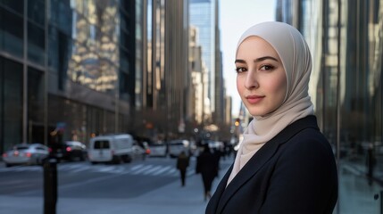 Obraz premium Muslim Woman in a City Professional Attire