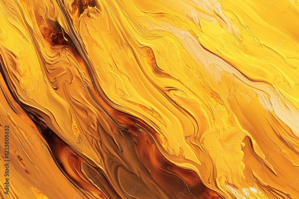 Poster dynamic swirls of rich golden hues create a mesmerizing abstract pattern, evoking warmth and movemen