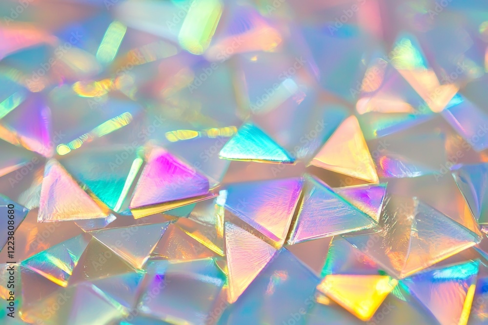 Aufkleber abstract background of iridescent holographic triangle shapes creating a colorful and festive patter