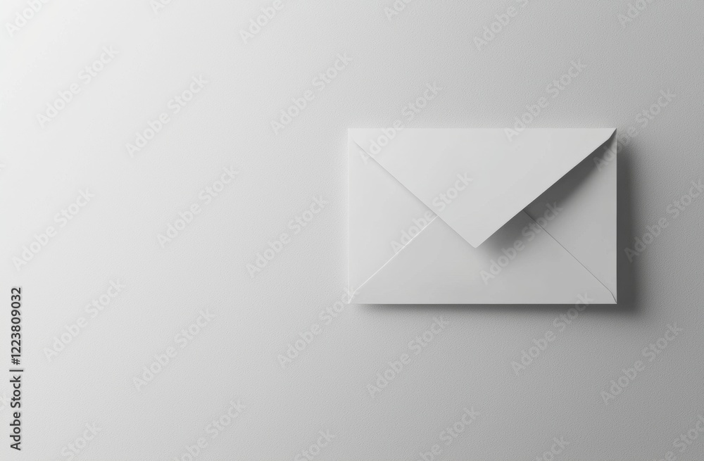 Poster closed white envelope lying on a white background creating a minimalist and elegant composition, ide