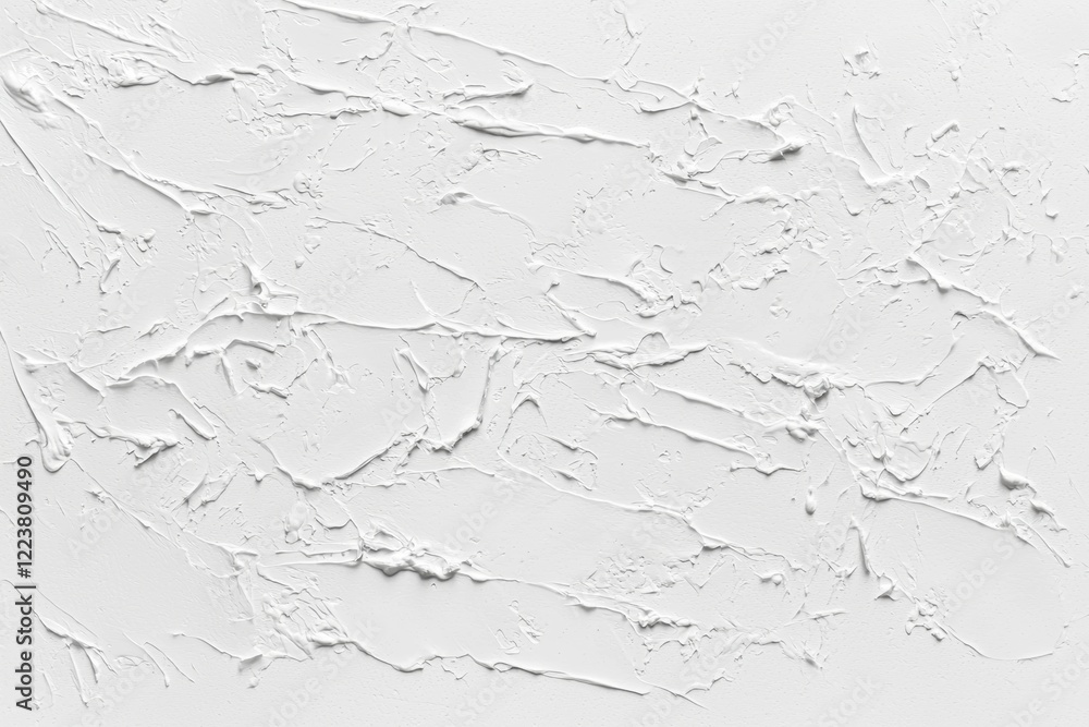 Poster close-up view of a textured white plaster surface, showcasing abstract patterns and rough details. p