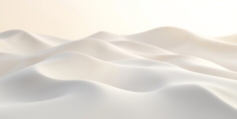 Obraz premium Gentle waves flowing across a smooth white surface create a serene and elegant abstract landscape, immersed in soft, bright light that enhances the tranquil atmosphere