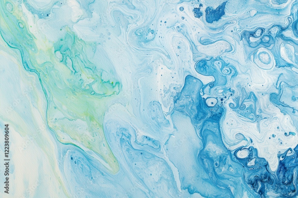 Poster captivating abstract artwork showcasing fluid swirls of blue and green hues. the intricate patterns 