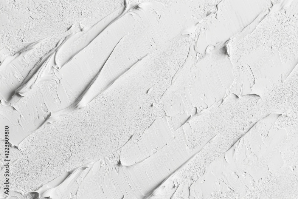 Poster white paint brushstrokes create a dynamic and textured pattern on a white background, offering a ver