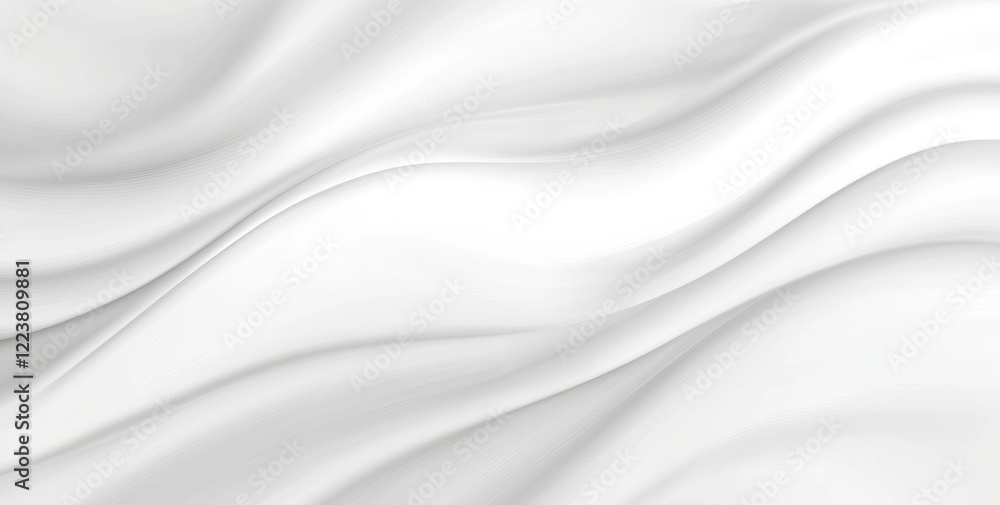 Poster smooth white satin fabric flowing and forming gentle waves creating an elegant and luxurious backgro