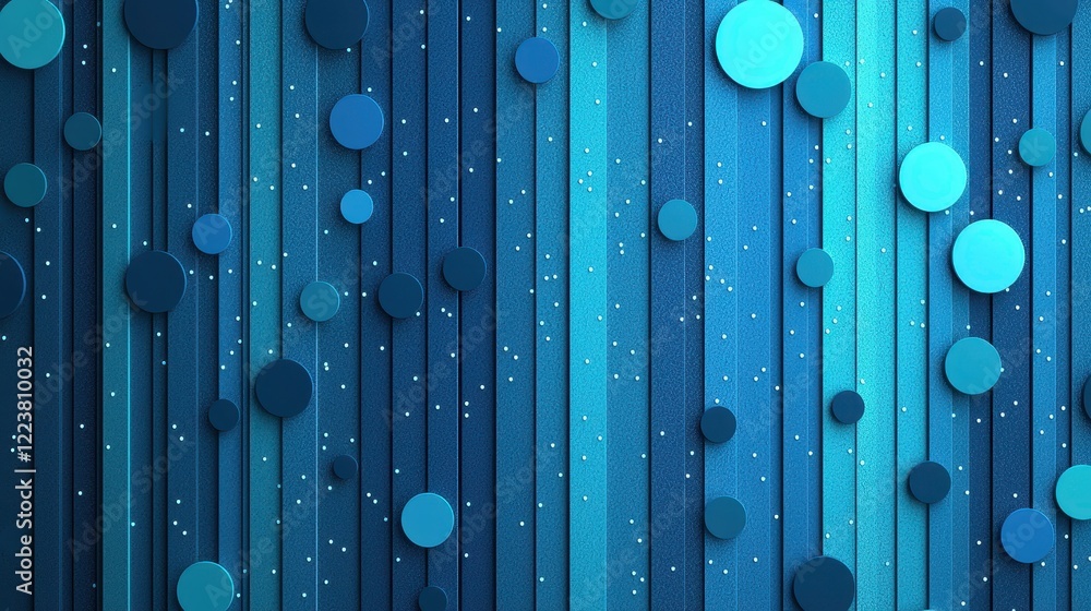 Poster abstract blue background with circles and vertical lines design