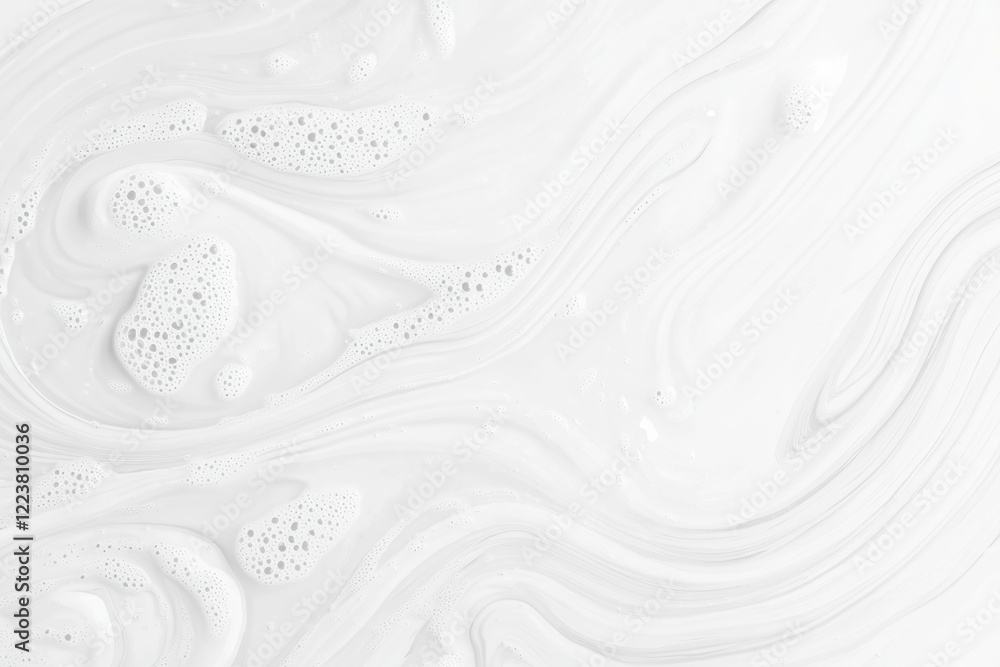 Aufkleber swirling white foam on a liquid surface creates an abstract texture with bubbles and smooth curves, 