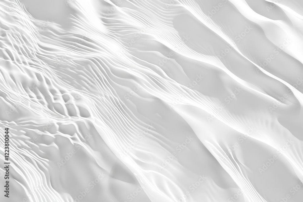 Poster white wavy texture creating an elegant abstract background, featuring smooth curves and flowing line
