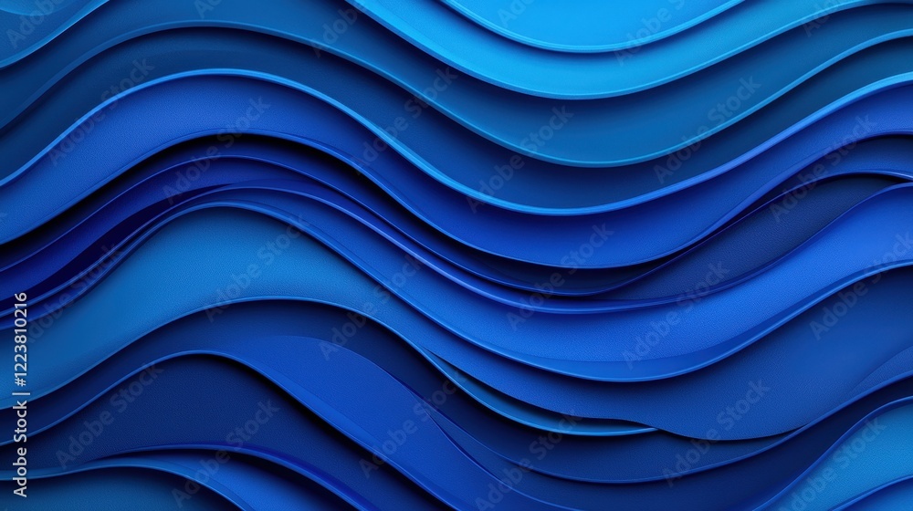 Poster abstract waves in various shades of blue with curved patterns