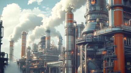 Futuristic Industrial Complex Under Cloudy Skies