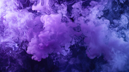 Fototapeta premium Vibrant purple smoke swirls gracefully against dark background, creating mystical and ethereal atmosphere. fluid movement of smoke evokes sense of mystery and intrigue