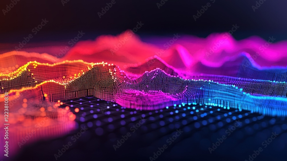 Poster abstract visualization of sound waves with vibrant color palette