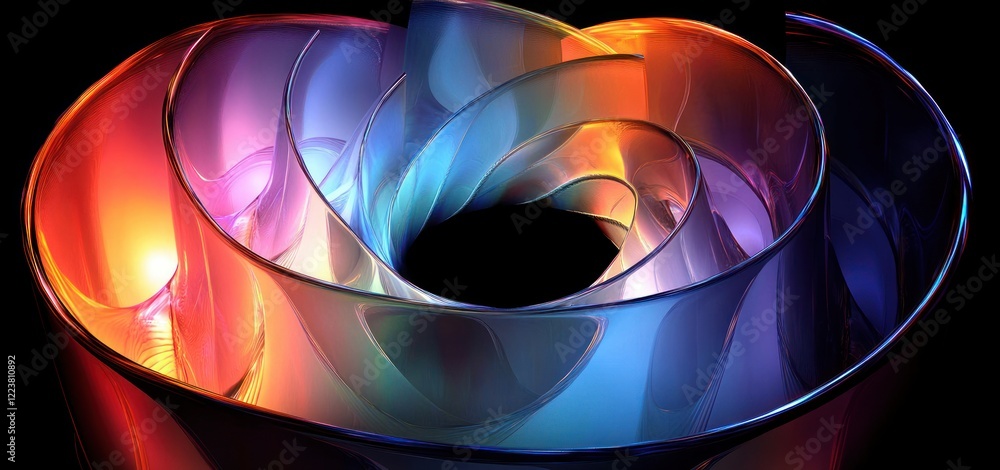 Poster intricate spiral patterns reflective background colorful abstract digital art