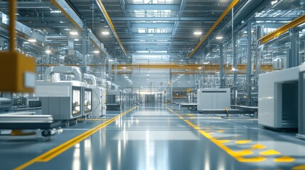 Modern Factory Interior Showing Advanced Manufacturing Equipment