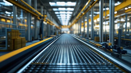 Fototapeta premium Industrial Factory Conveyor Belt System Production Line